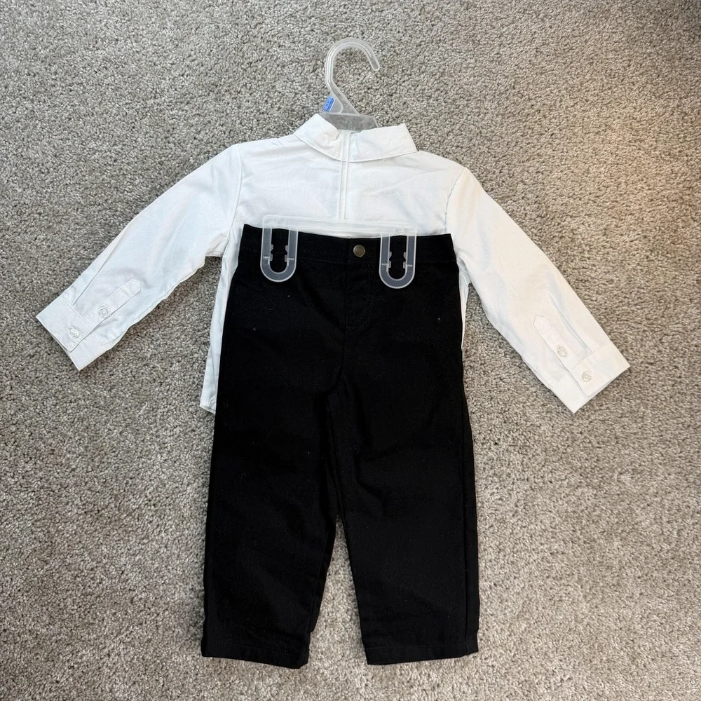 George Outfit Set Baby Boys 24M White Shirt Black Pants Dressy Formal Wedding
